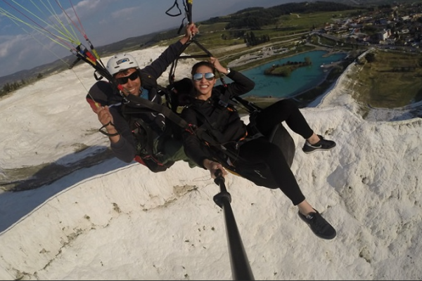 paragliding jump in pamukkale from sarigerme